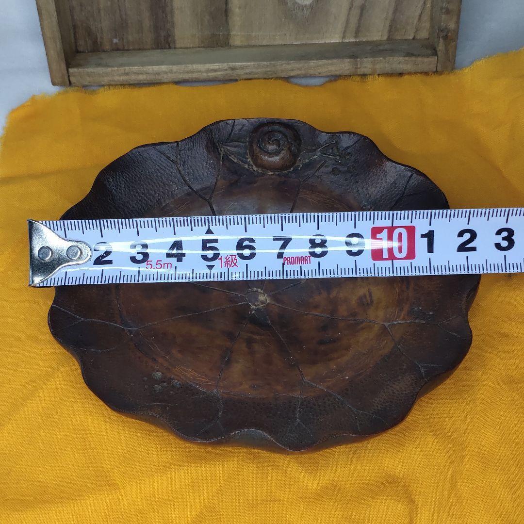 Antique bamboo carving dish cochlea figurine paulownia box
