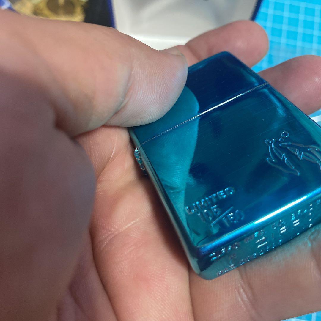 As is For Parts Zippo limited edition marine blue lucky dolphin oil lighter