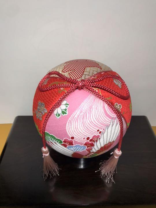 Temari Interior decoration gift Pink crane x Kotobuki Akaume