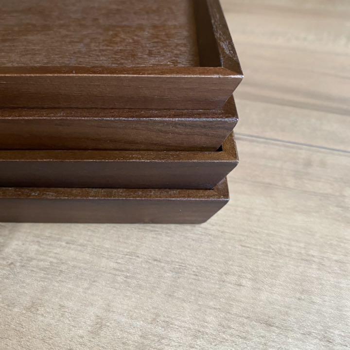 Set of 4 wooden trays Wooden trays Obon Meal tray Stacking plates