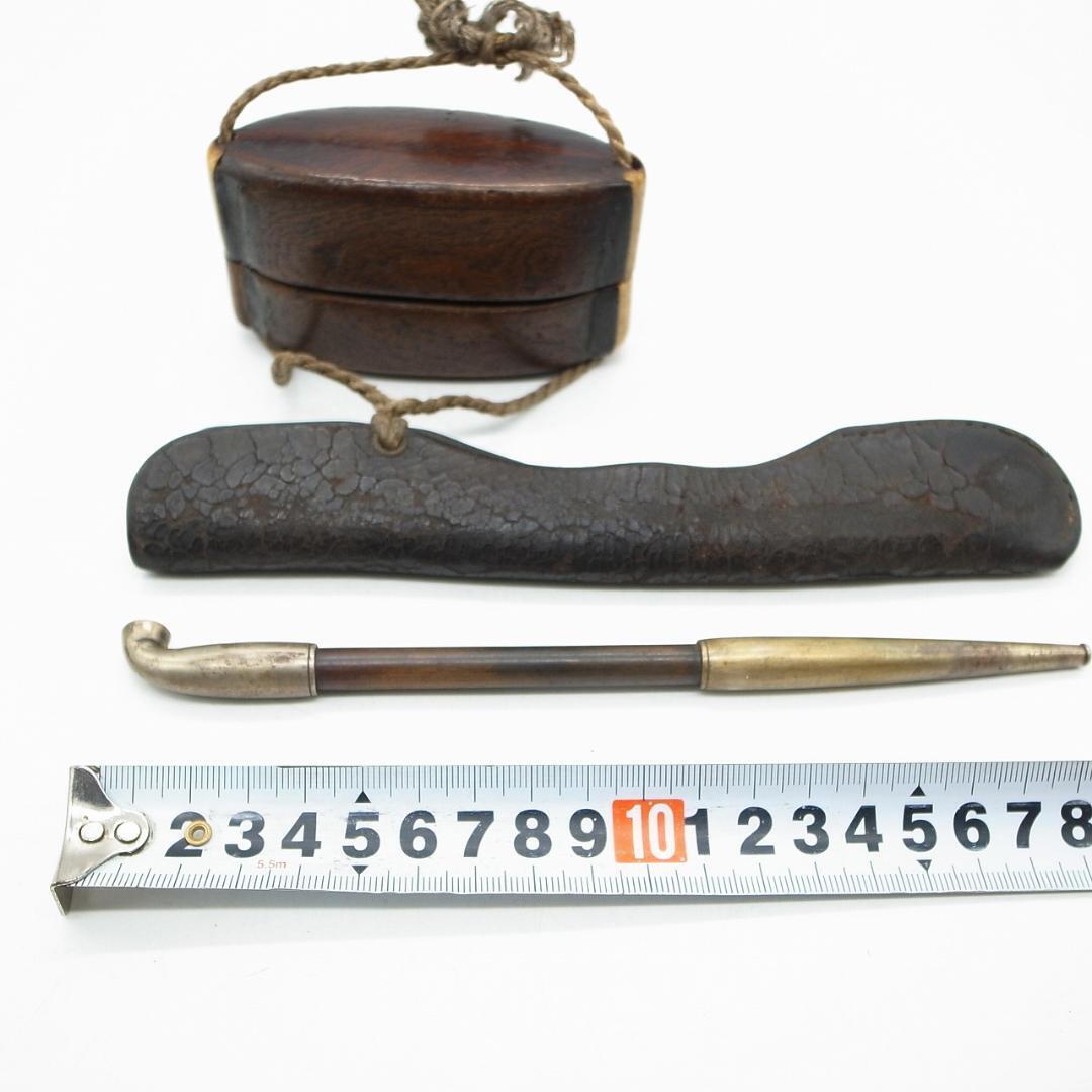 Tobacco pipe, leather pipe, natural wood antler, tobacco pouch