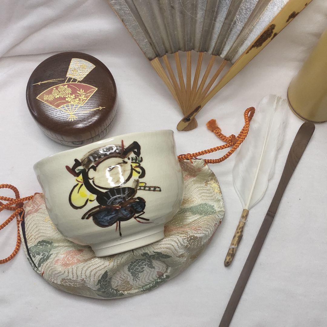 Tea utensils Black lacquer Wooden tea box Kyo-yaki