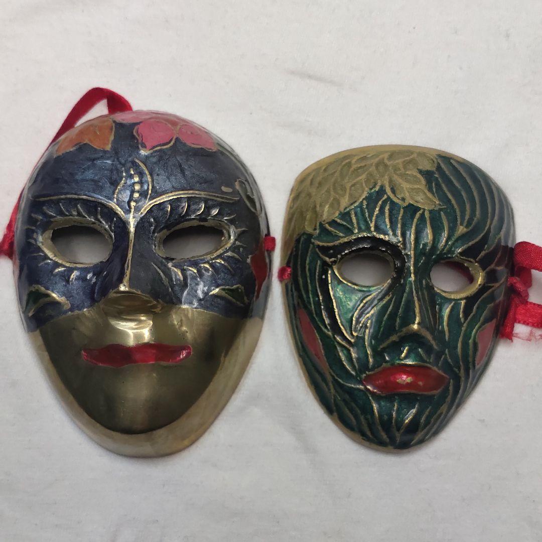 Two copper masks Cloisonne ware? Handmade old house collection