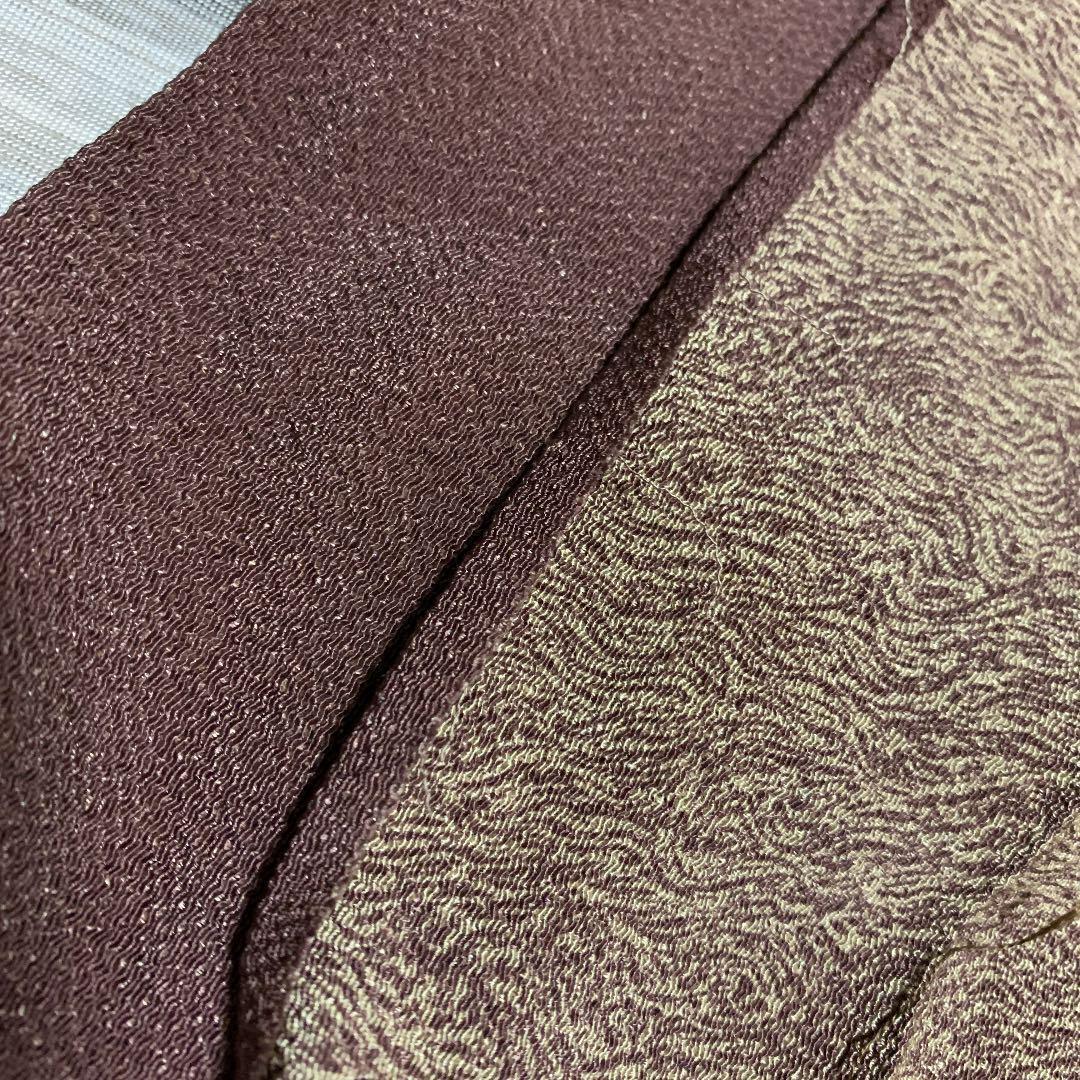Pure silk crepe kimono hagire about 36 x 102 peeling crepe reddish brown