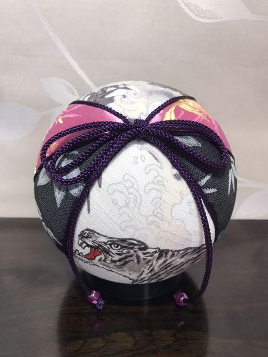 Temari Interior decoration gift Tiger x Bamboo White background 2