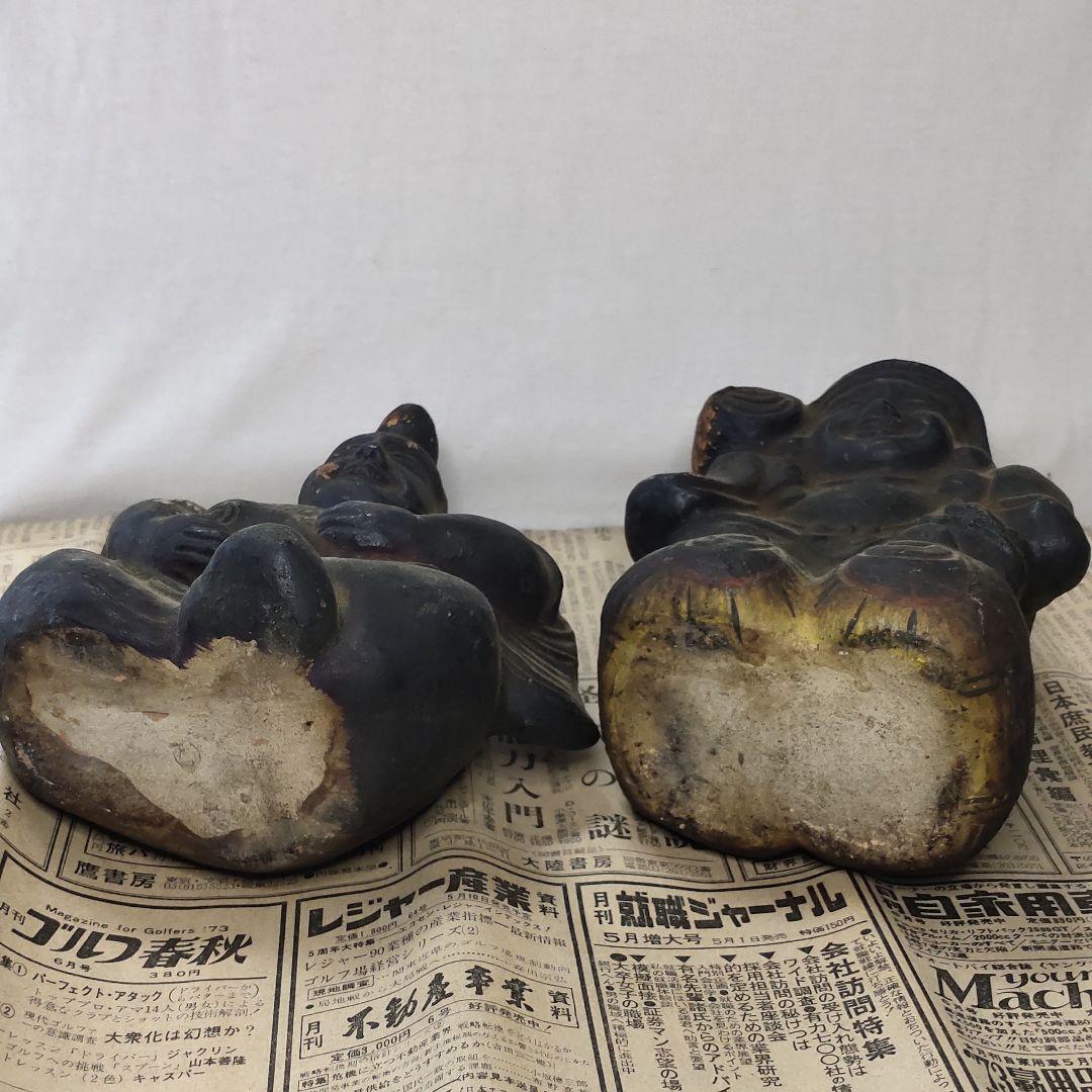 Antiques Daikoku-sama + Ebisu-sama Edo period pottery