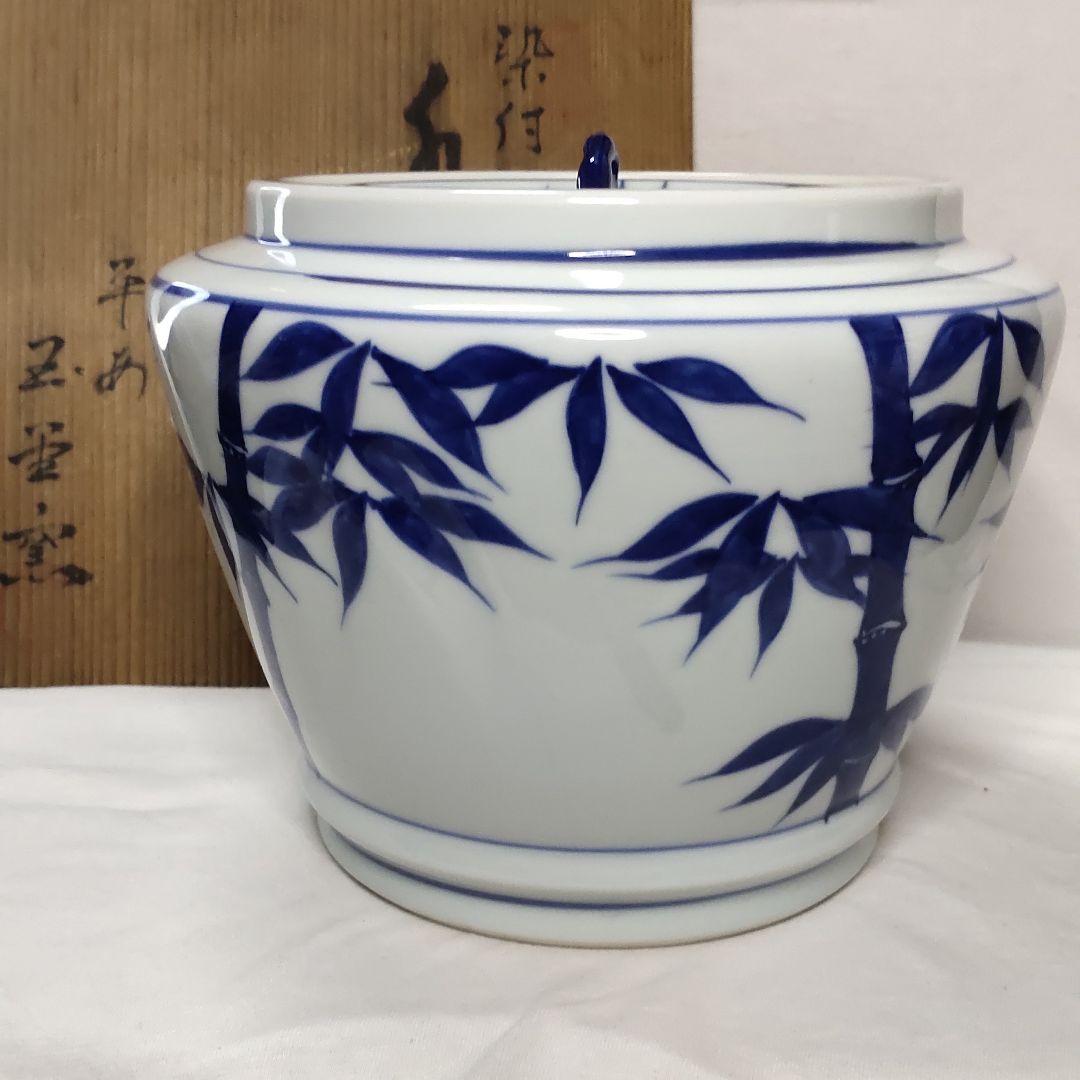 Tea utensils Sometsuke bamboo painting Mizusashi Heian