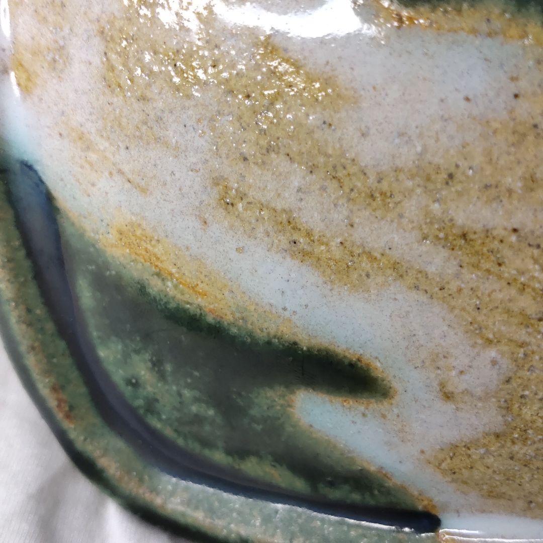 Ohhi ware Meiji plate Chogakuzo Co-box Oribe glaze Thin