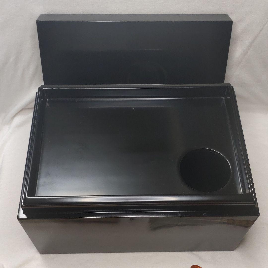 Tea utensils Black lacquer Wooden tea box Kyo-yaki
