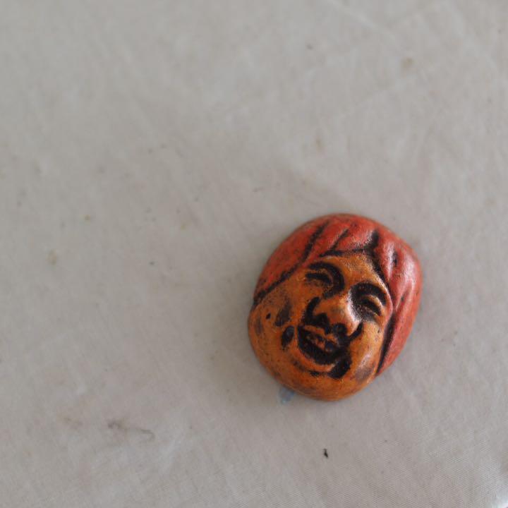 Cute Ceramic Laughing Uncle Length 3.5cm Antiques