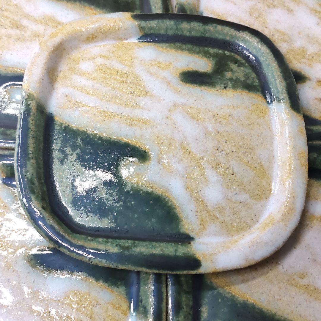 Ohi-yaki plate Choraku-zukuri box Oribe glaze
