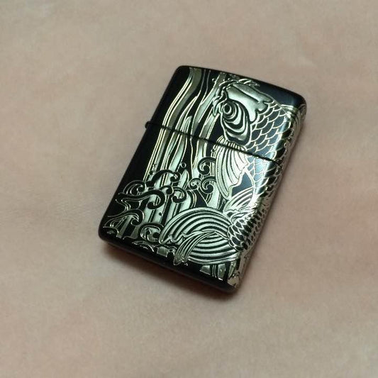 As is For Parts zippo oil lighter Japanese carp carp