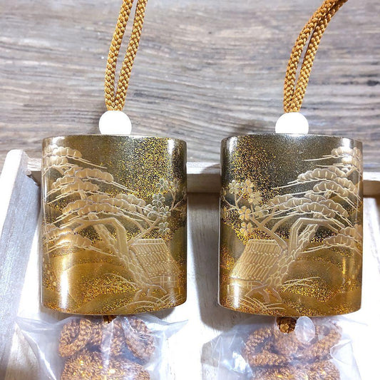 Wajima Lacquer Total Gold Maki-e Wind Town