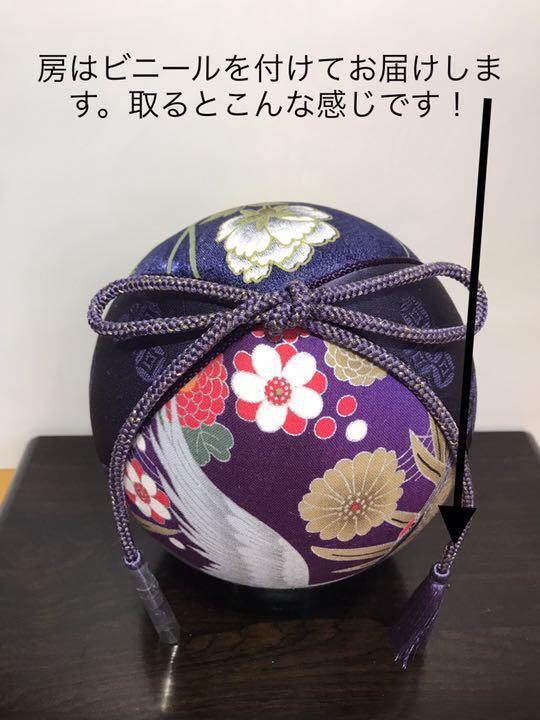 Temari Interior decoration Silver crane x peony on purple background