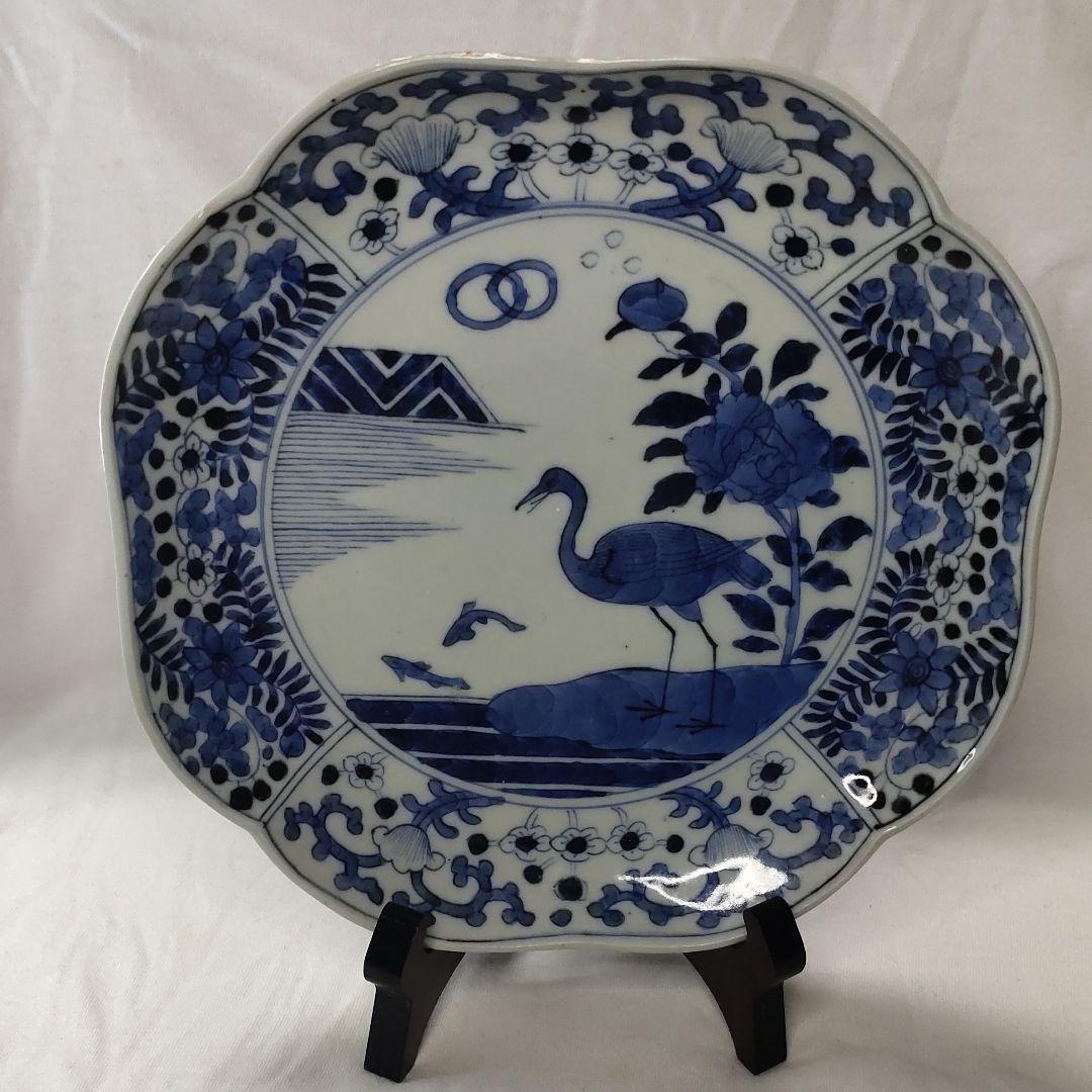 Old Imari ware Dyeing medium plate Birds and flowers