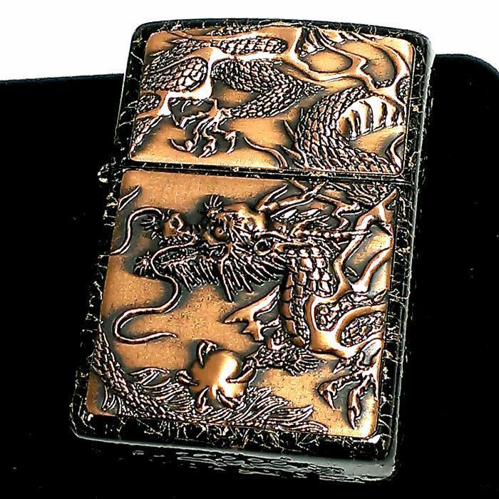 As is for Parts ZIPPO Lighter Rise Metal Red Dragon Gold Warp Thread Black Japan