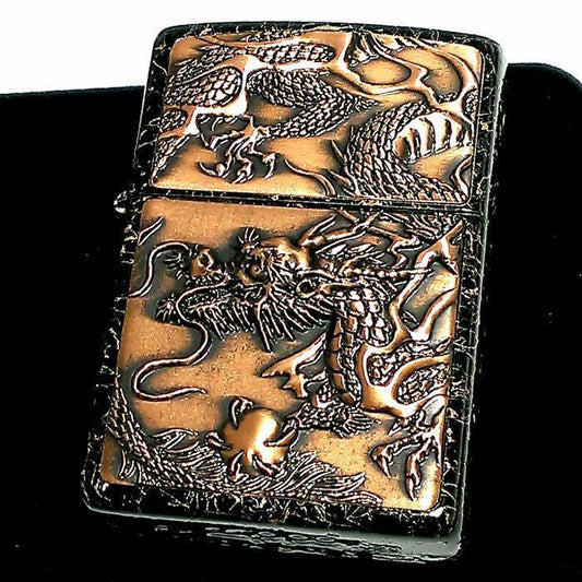 As is for Parts ZIPPO Lighter Rise Metal Red Dragon Gold Warp Thread Black Japan