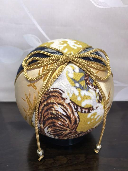 Temari  Interior decoration  gift Tiger x Bamboo Yellow Ground 2