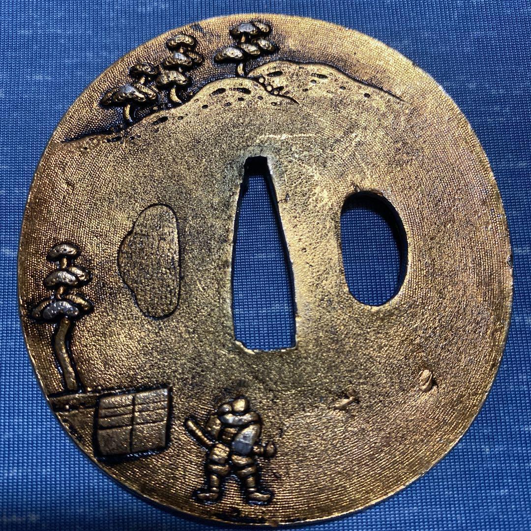 Tsuba Japanese Sword Guard brass Antique Edo