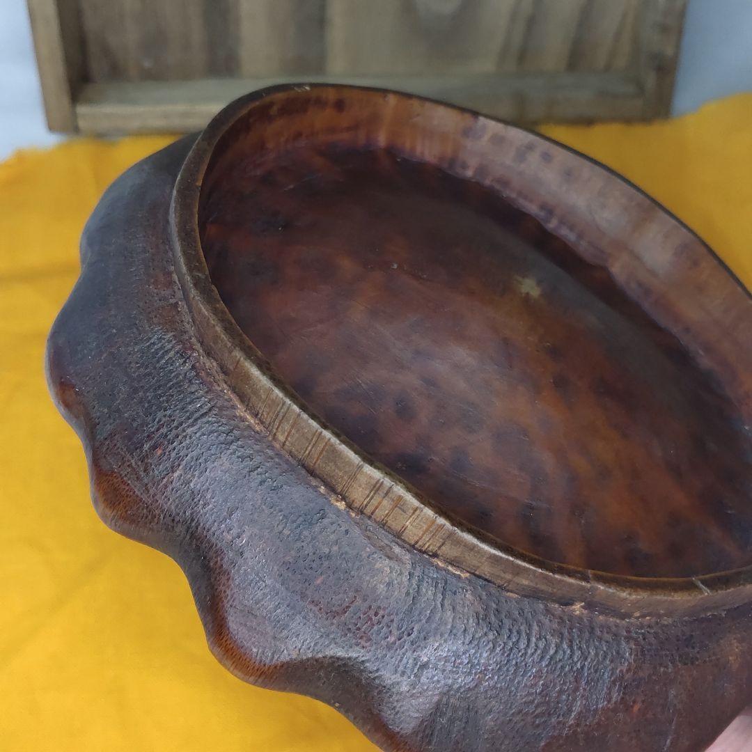 Antique bamboo carving dish cochlea figurine paulownia box