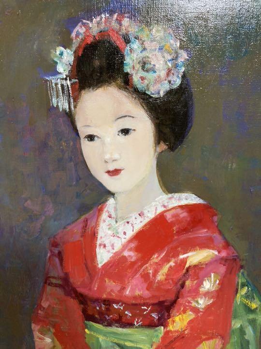 [Genuine Guarantee] Takeo Takahashi "Maiko" Oil Painting