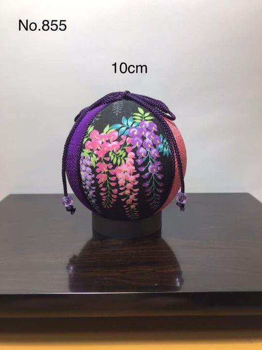 Temari Interior decoration  gift Wisteria black background Seasonal flowers
