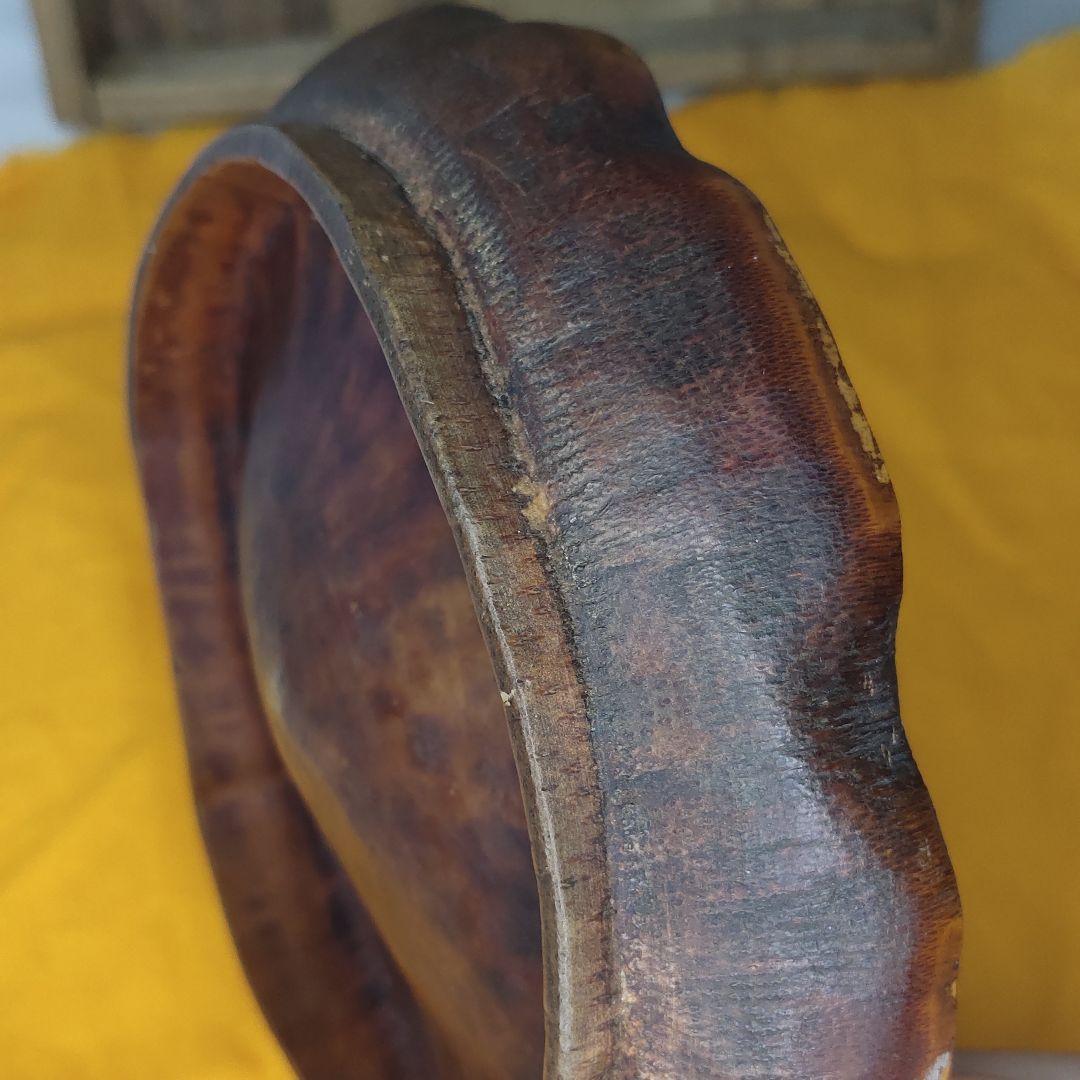 Antique bamboo carving dish cochlea figurine paulownia box