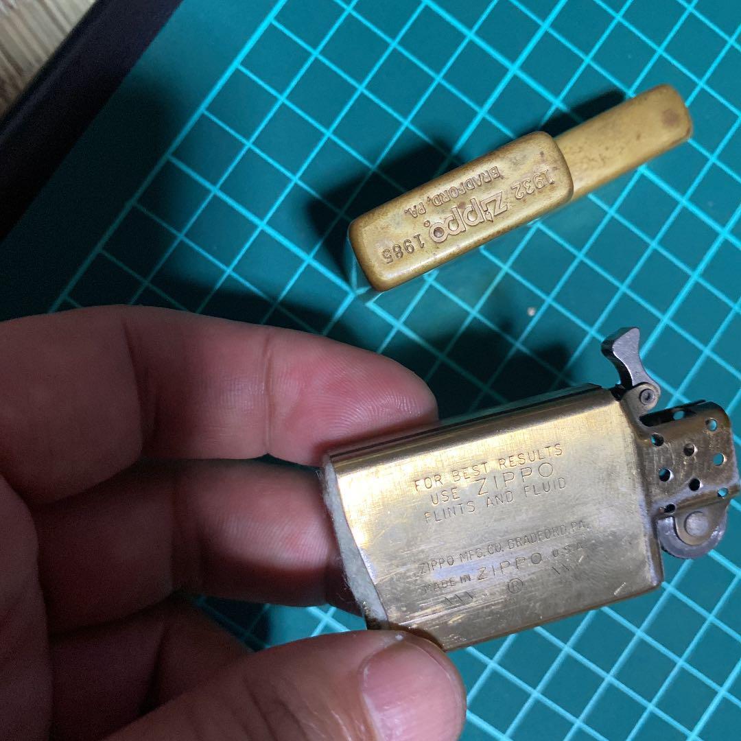 As is for parts ZIPPO lighter slim solid brass commemo oil lighter