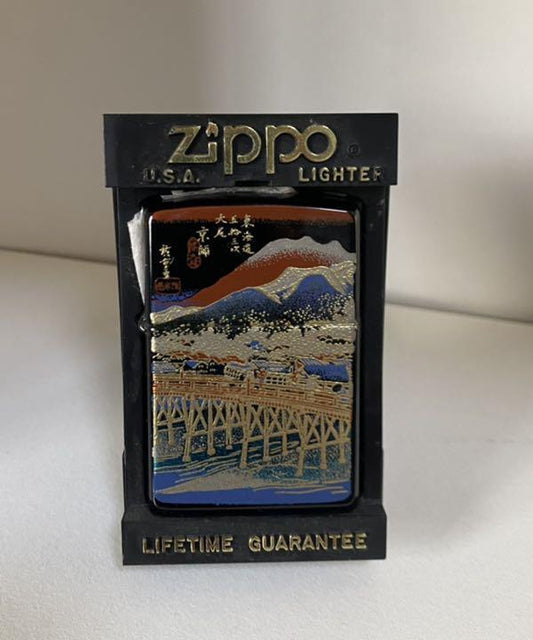 As is for Parts Unused Zippo Fifty-three Stations of the Tokaido Real Gold Makie