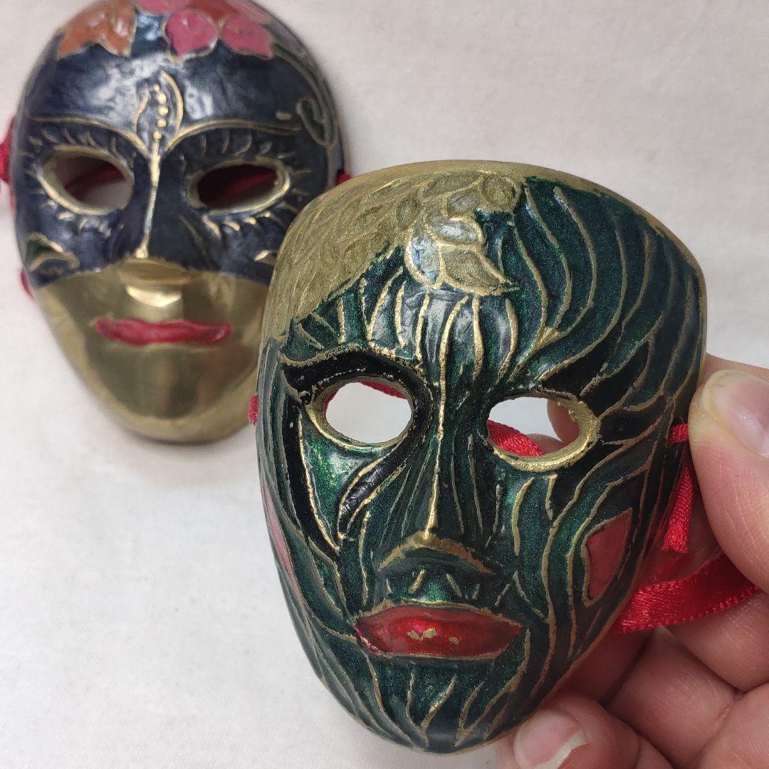 Two copper masks Cloisonne ware? Handmade old house collection