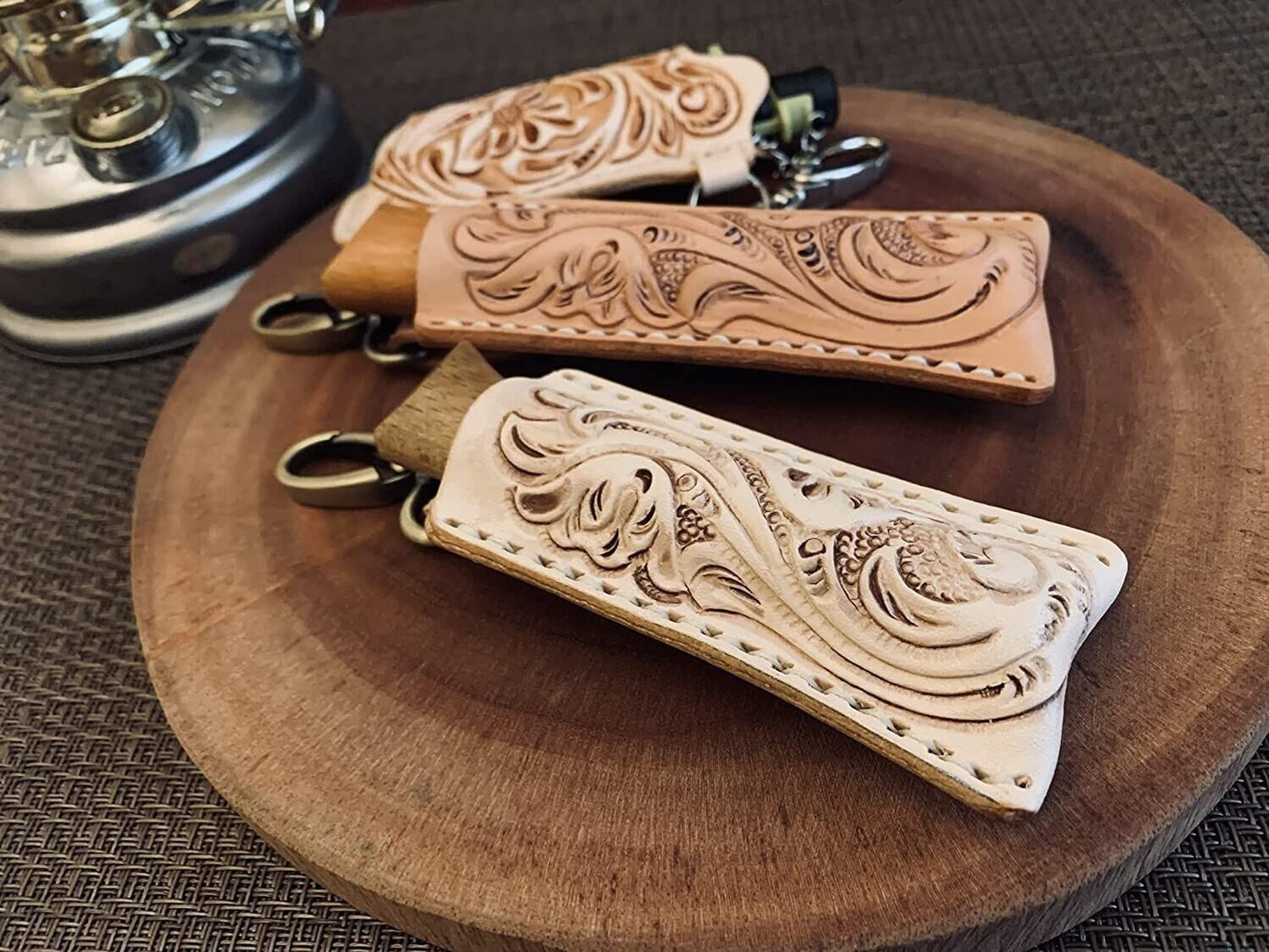 Genuine Leather Knife Case Carving Cowhide Camping Folding Knife Case Opinel