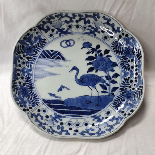 Koimari ware Dyed medium plate Bird-and-flower