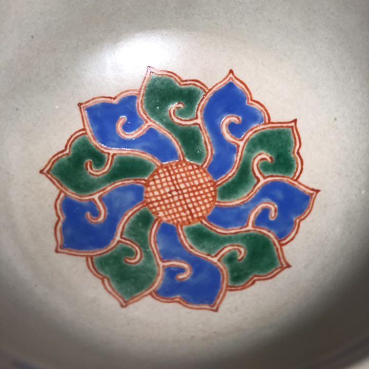 Banko ware, red-painted confectionery, moon and louge, landscape