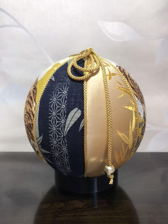 Temari  Interior decoration  gift Tiger x Bamboo Yellow Ground 2