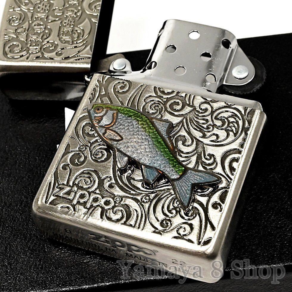 ZIPPO Lighter cloisonne metal spatula fishing nickel both sides