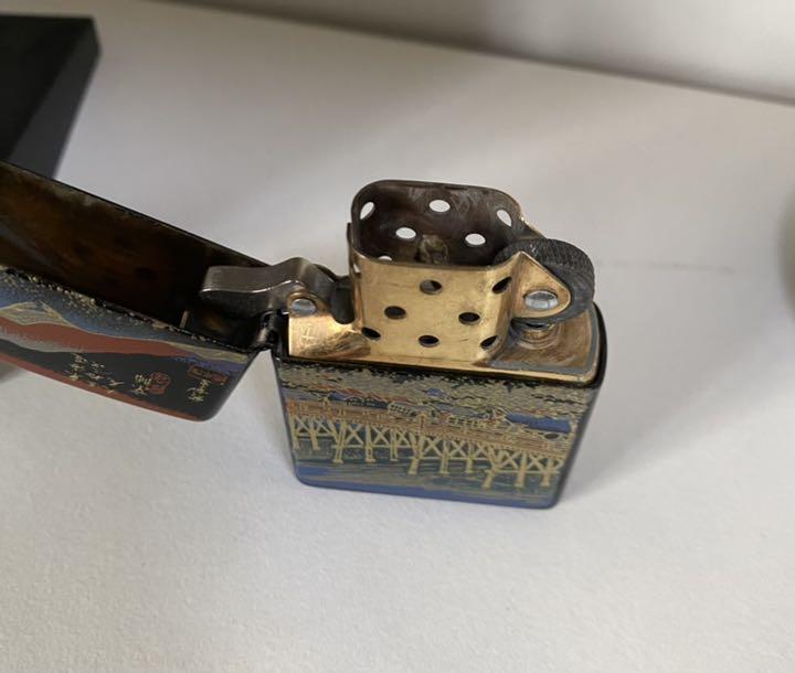 As is for Parts Unused Zippo Fifty-three Stations of the Tokaido Real Gold Makie