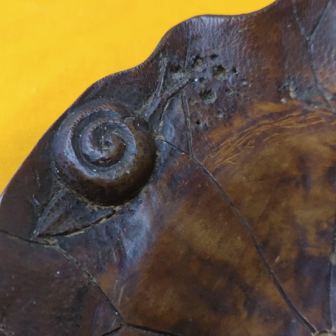 Antique bamboo carving dish cochlea figurine paulownia box