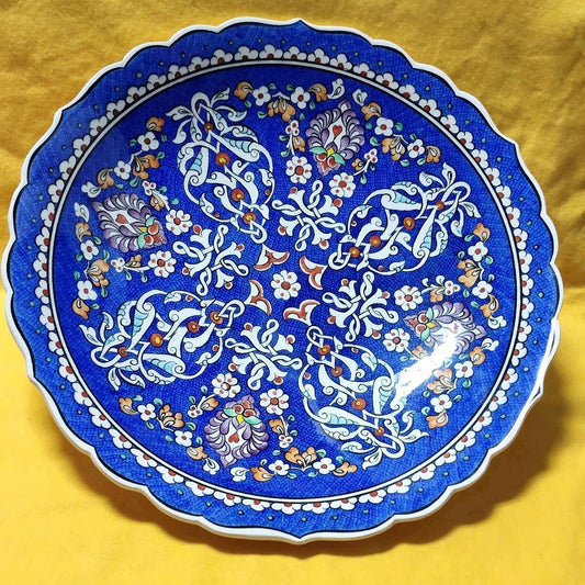 Large decorative plate, Turkish potter's work, original design, imported