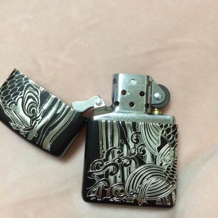As is For Parts zippo oil lighter Japanese carp carp