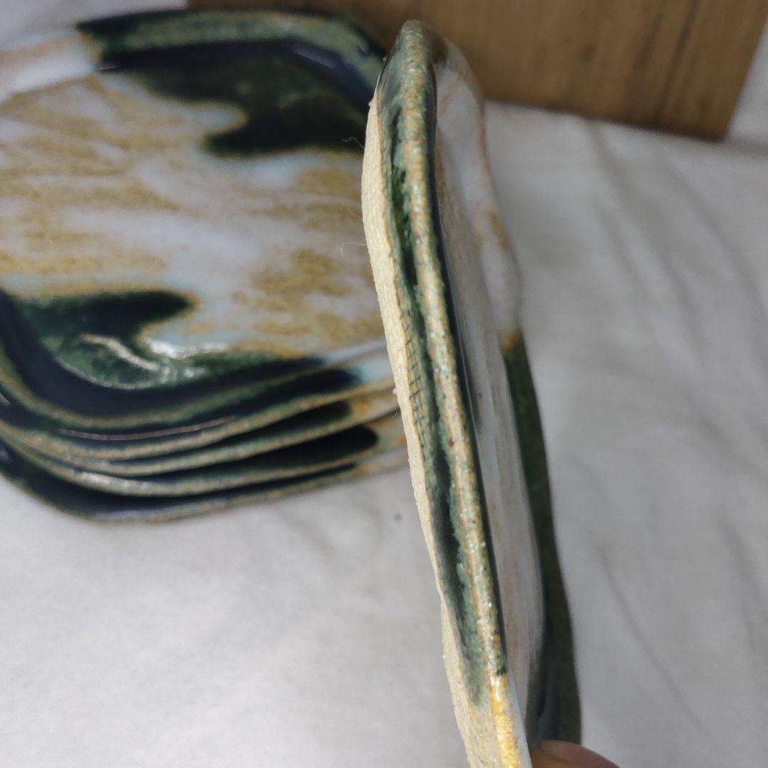 Ohi-yaki plate Choraku-zukuri box Oribe glaze