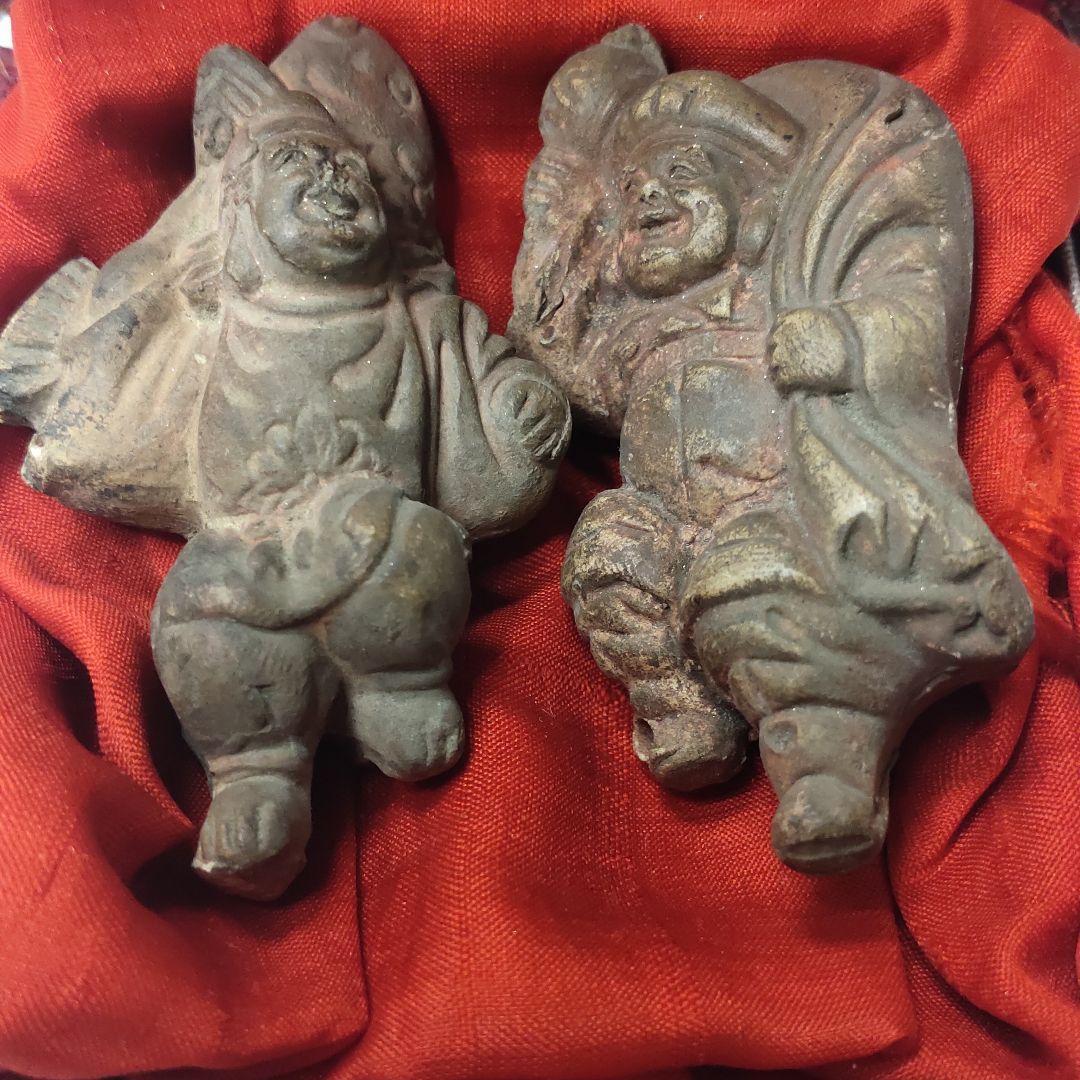 Daikoku-sama + Ebisu-sama Ceramics Period items Edo antiques
