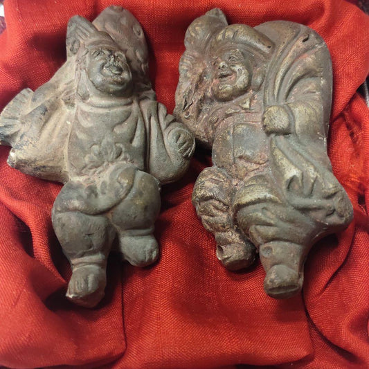 Daikoku-sama + Ebisu-sama Ceramics Period items Edo antiques