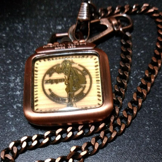 As is For Parts Zippo pocket watch US hard watch square brown chain