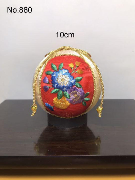 Temari Temari Interior decoration  gift Embroidery flower Vermilion Japan