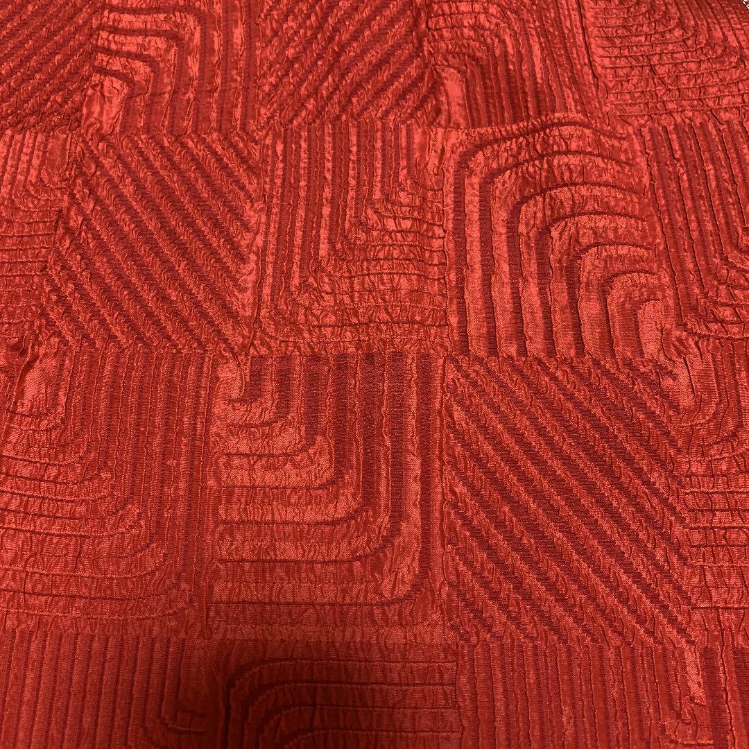 Pure silk kimono hagire about 36 x 115 red fluffy weave squeeze