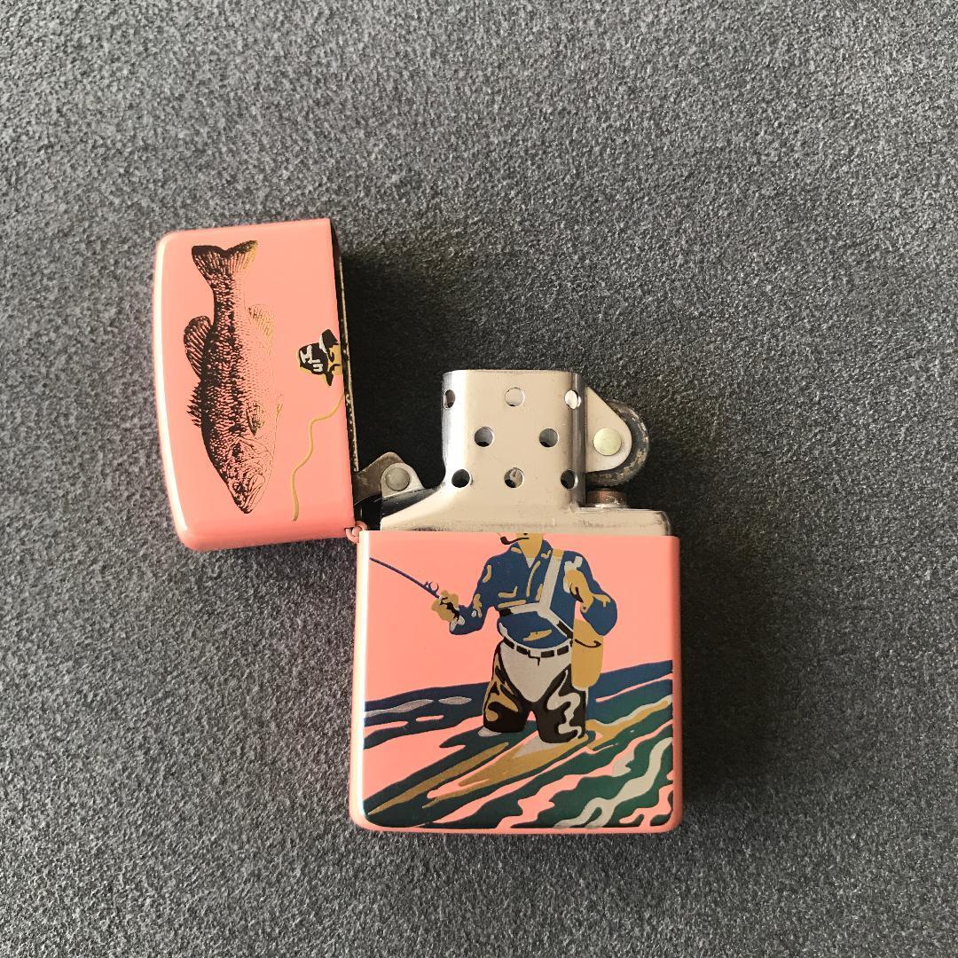 As is for Parts 1992 Zippo lacquered Fisherman pink unused no box