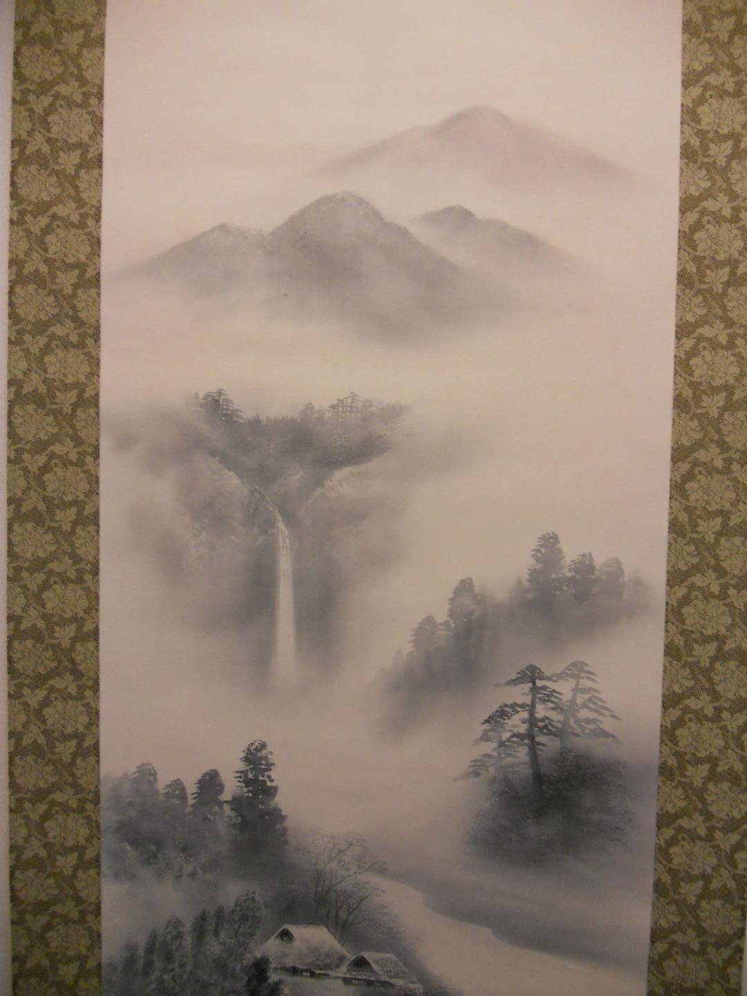 Kakemono Kagemoto Ink Sansui Kinumoto Rare Axis Tea Utensils JAPAN