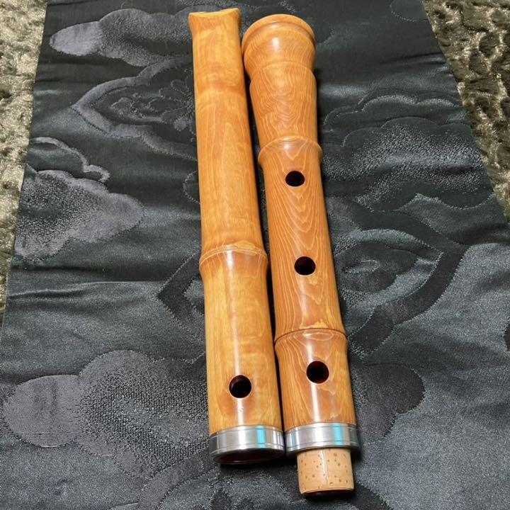 Shakuhachi Kinko-ryu 1-shaku-9-sun pipe with inscription and mouthpiece cap