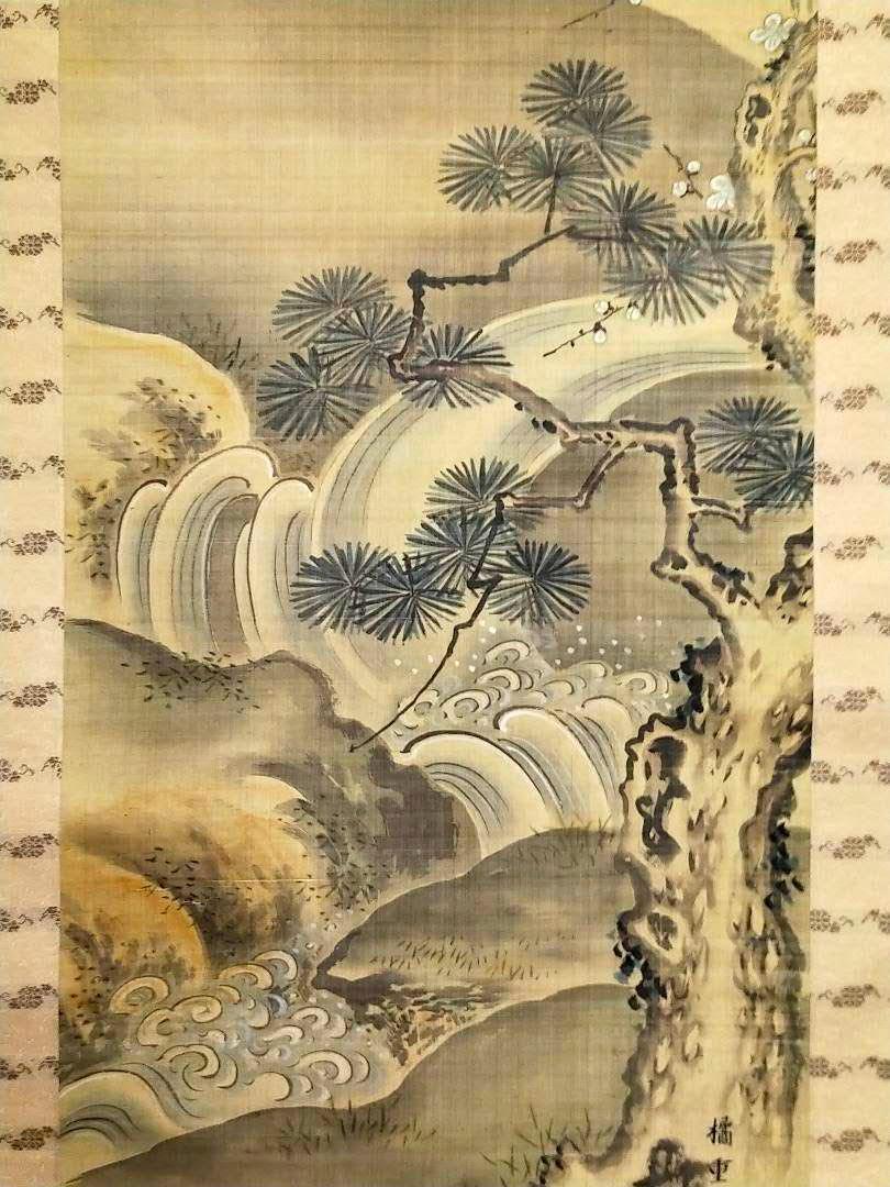 Hanging scroll, Shigetaka Tachibana, landscape by Sesshu, Kyoto tableware
