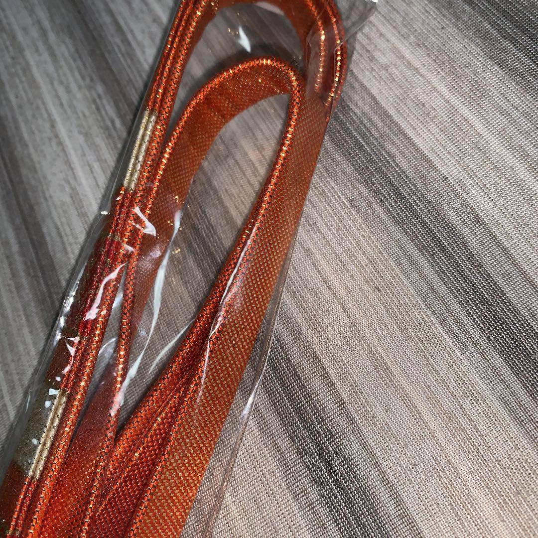 Unused pure silk Saga Nishiki obijime gold orange beige orange